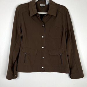 Vintage Chico's Button Snap Front Jacket Coat Classic 90s Style w/ Pockets Sz 1